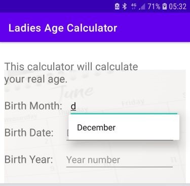 Age Calculator - AutoComplete Field